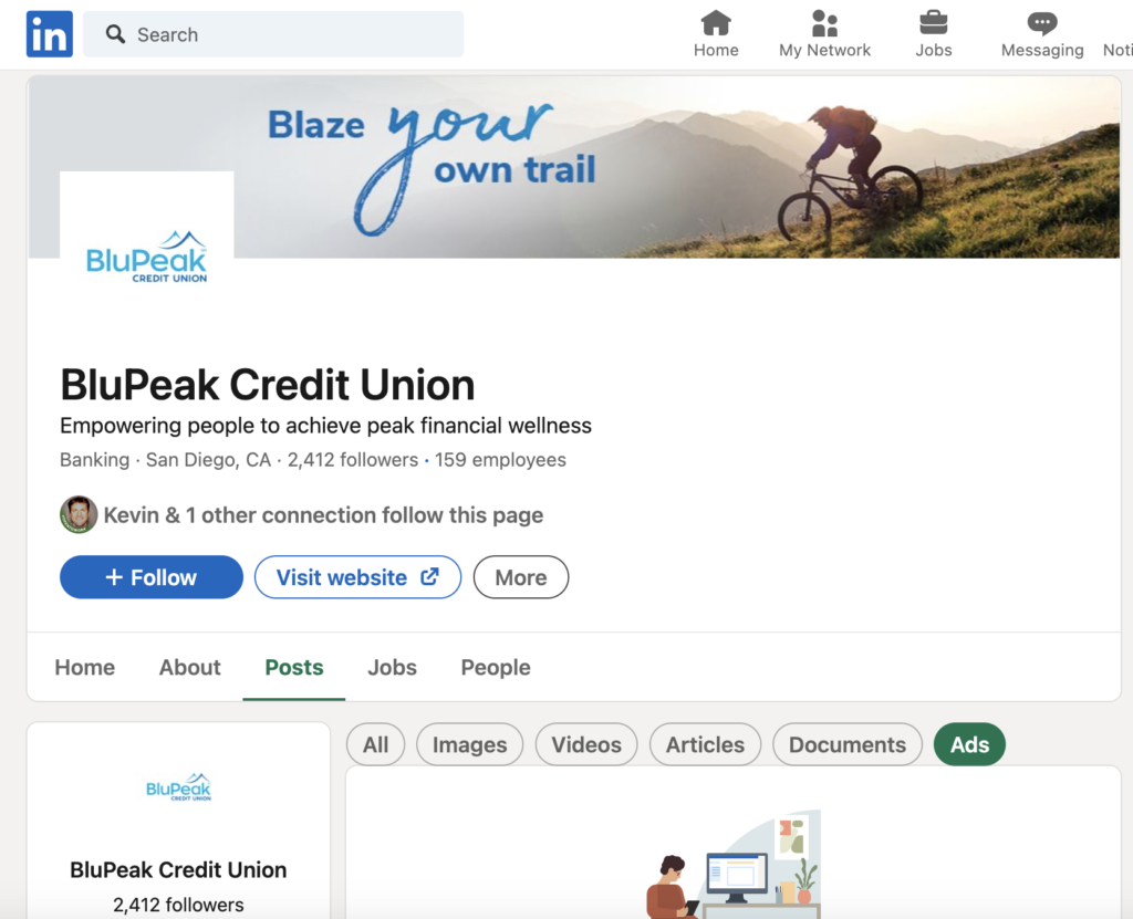 Blue Peak Credit Union Linkedin Ads